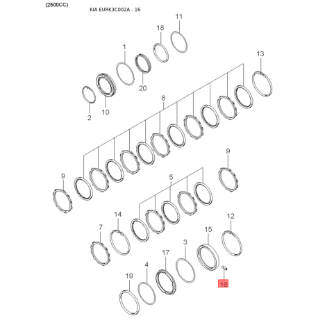 Фильтр салона 97619-38100 Mobis - 9761938100 - схема с каталога 16, EURK3C002A 9761938100