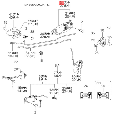 Фильтр салона 97619-3D100 Mobis - 976193D100 - схема с каталога 31, EURK3C002A 976193D100