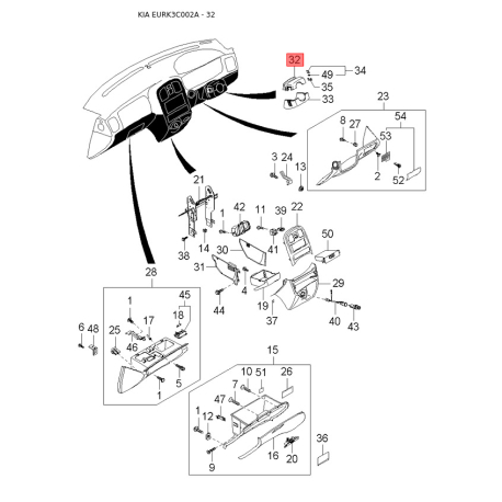 Фільтр салону 97619-3D200 Mobis - 976193D200 - схема з каталогу 32, EURK3C002A 976193D200