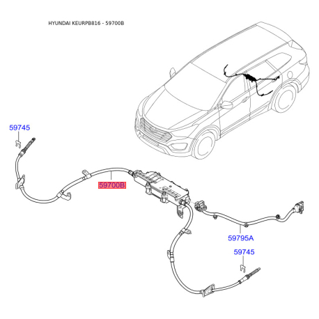 Комплектуючі для стоянкової гальмівної системи 59700-B8800 Mobis - 59700B8800 - схема з каталогу 59700B, KEURPB816 59700B8800