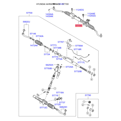 Рулевой механизм 57700-2B000 Mobis - 577002B000 - схема с каталога 57700, AHMAPCMA06 577002B000