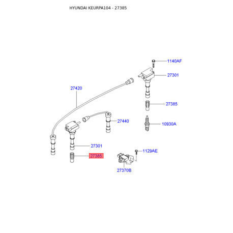 Защитная крышка проводки (жгут, коса) 27311-38020 Mobis - 2731138020 - схема с каталога 27385, KEURPA104 2731138020