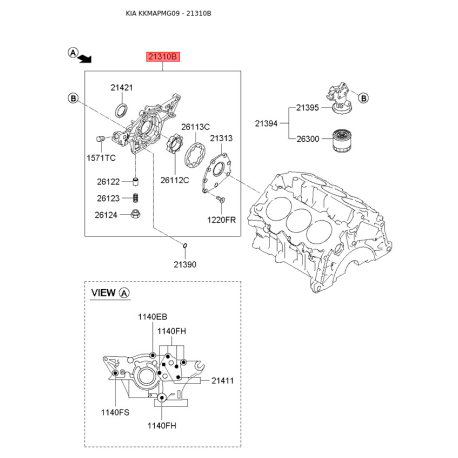 Масляний насос 21310-3E100 Mobis - 213103E100 - схема з каталогу 21310B, KKMAPMG09 213103E100