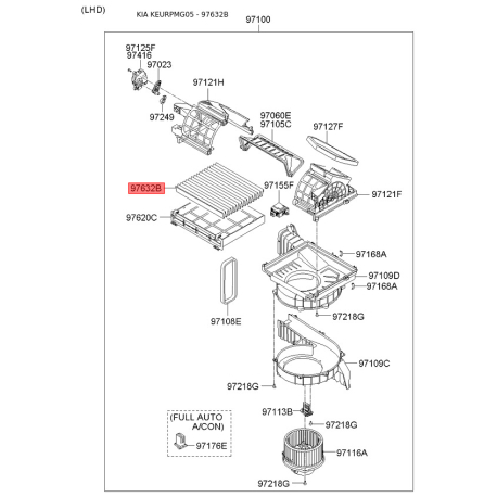Фільтр салону S9713-32B010 Mobis - S971332B010 - схема з каталогу 97632B, KEURPMG05 S971332B010