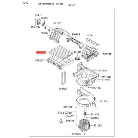 Фільтр салону S9713-32G000 Mobis - S971332G000 - схема з каталогу 97632B, KEURPMG09 S971332G000