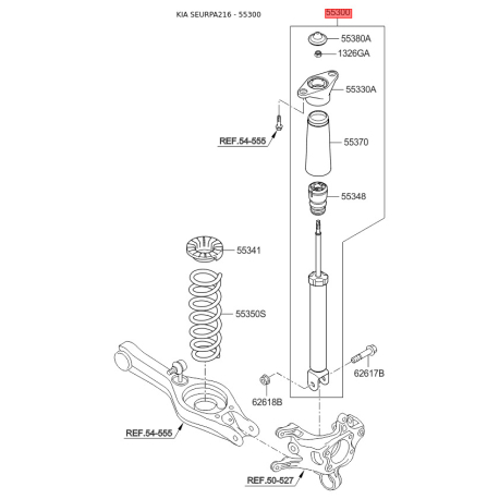 Амортизатор 55300-A2020 Mobis - 55300A2020 - схема с каталога 55300, SEURPA216 55300A2020