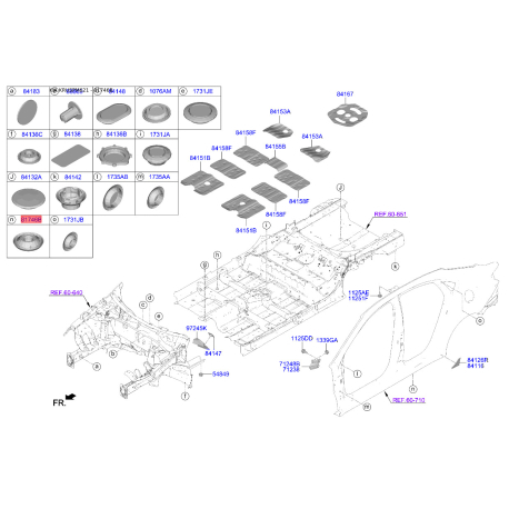 Упор (отбойник) крышки багажника 84143-3X000 Mobis - 841433X000 - схема с каталога 81746B, KRUSPM621 841433X000