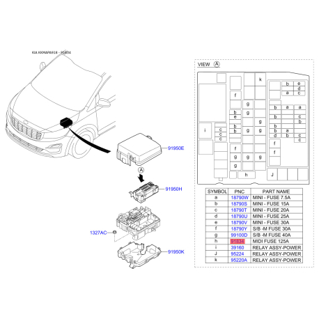 Предохранители 18980-05931 Mobis - 1898005931 - схема с каталога 91834, KKMAPA918 1898005931