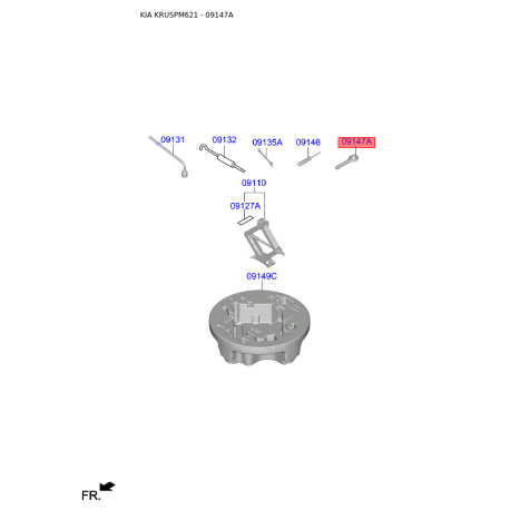 Крюк буксировочный 09147-0X000 Mobis - 091470X000 - схема с каталога 09147A, KRUSPM621 091470X000