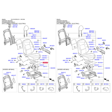 Подогрев сидения 88191-A2000 Mobis - 88191A2000 - схема с каталога 88190A, SEURPA216 88191A2000