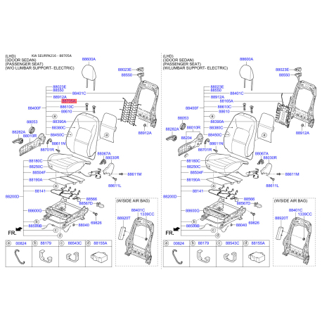 Сидение крепление 88703-A2000 Mobis - 88703A2000 - схема с каталога 88705A, SEURPA216 88703A2000