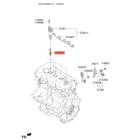 Свічка запалювання S1884-608060 Mobis - S1884608060 - схема з каталогу 10930A, KEURPA712 S1884608060