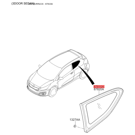 Боковое стекло левое 87810-A2000 Mobis - 87810A2000 - схема с каталога 87810A, SEURPA216 87810A2000