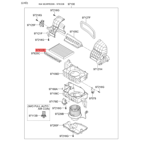 Фільтр салону S9713-31H000 Mobis - S971331H000 - схема з каталогу 97632B, SEURPED06 S971331H000