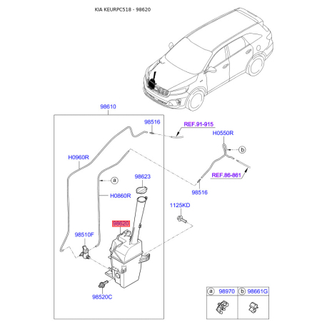 Бачок омивача 98620-C5000 Mobis - 98620C5000 - схема з каталогу 98620, KEURPC518 98620C5000