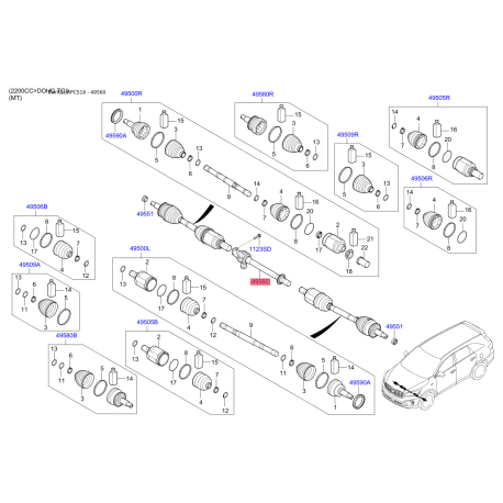 Подушка двигателя 49560-C5050 Mobis - 49560C5050 - схема с каталога 49560, KEURPC518 49560C5050