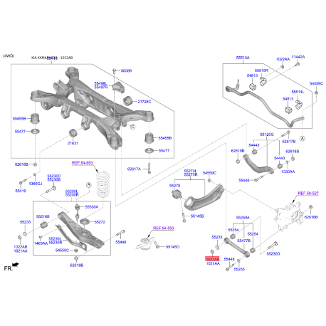 Гайка стопорная регулировки рулевого механизма 54501-3E600 Mobis - 545013E600 - схема с каталога 1022AB, KKMAPHC23 545013E600