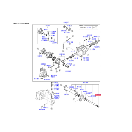 Кольцо стопорное подшипника карданного вала KG054-25421 Mobis - KG05425421 - схема с каталога 14960A, KEURPPU20 KG05425421