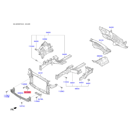 Кронштейн, облицовка радиатора правая нижняя 64146-C5000 Mobis - 64146C5000 - схема с каталога 64146R, AKMAPC618 64146C5000
