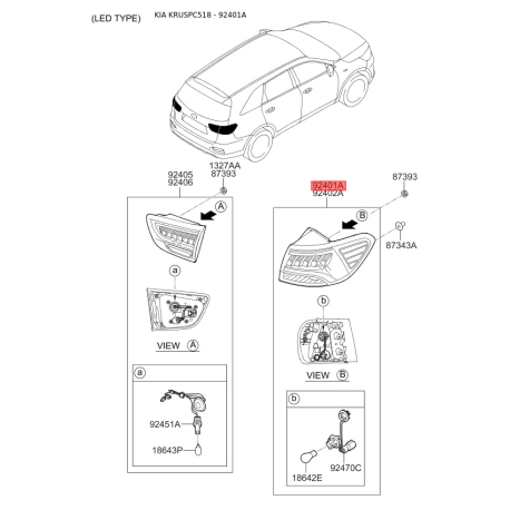 Фонарь задний левый 92401-C5500 Mobis - 92401C5500 - схема с каталога 92401A, KRUSPC518 92401C5500