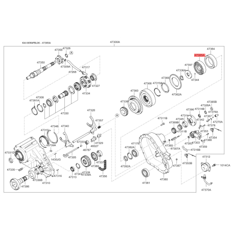 Муфта блокуюча 47385-H1000 Mobis - 47385H1000 - схема з каталогу 47385A, KKMAPBL06 47385H1000