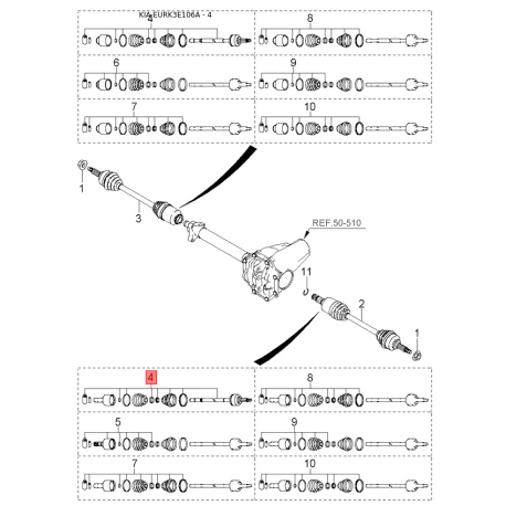 Муфта блокуюча 47385-H1100 Mobis - 47385H1100 - схема з каталогу 4, EURK3E106A 47385H1100
