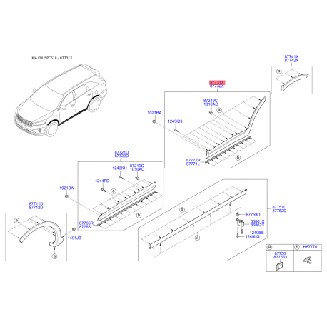 Обшивка порога левая 87731-C5200 Mobis - 87731C5200 - схема с каталога 87731X, KRUSPC518 87731C5200