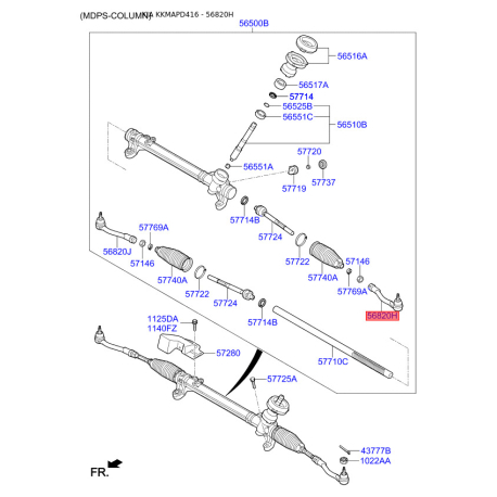 Наконечник рулевой тяги левый 56820-C1000 Mobis - 56820C1000 - схема с каталога 56820H, KKMAPD416 56820C1000