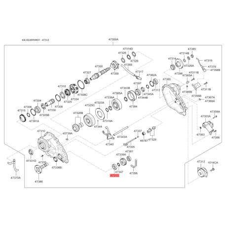 Подшипник раздаточной коробки 47313-H1000 Mobis - 47313H1000 - схема с каталога 47313, KEURPHM07 47313H1000
