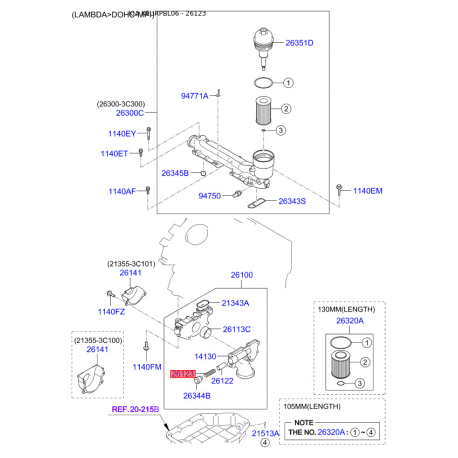 Клапан редукционный в сборе и комплектующие клапана 26123-4A000 Mobis - 261234A000 - схема с каталога 26123, KEURPBL06 261234A000