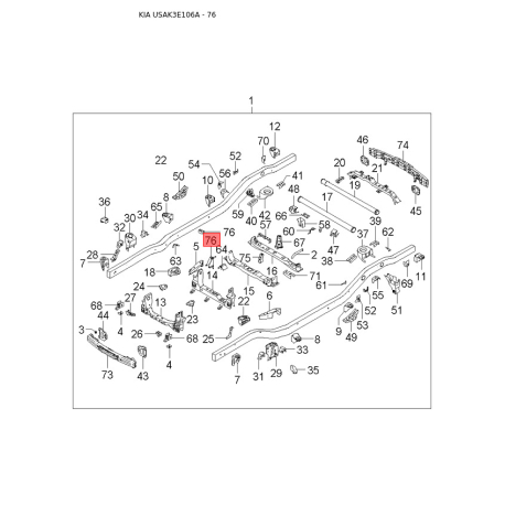 Манжета (сальник) роздавальної коробки 47314-4B000A Mobis - 473144B000A - схема з каталогу 76, USAK3E106A 473144B000A