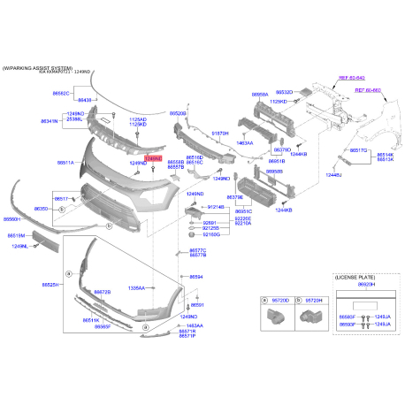 Винт обивки салона 12492-05147B Mobis - 1249205147B - схема с каталога 1249ND, KKMAP0T21 1249205147B