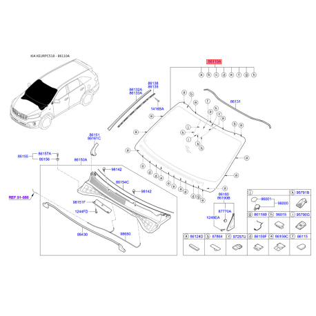 Ветровое стекло 86111-C5260 Mobis - 86111C5260 - схема с каталога 86110A, KEURPC518 86111C5260