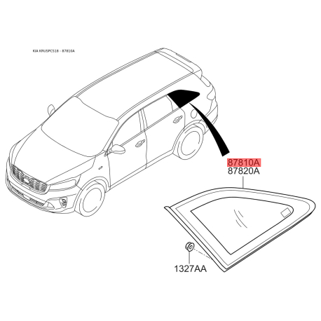 Бокове вікно ліве 87810-C5100 Mobis - 87810C5100 - схема з каталогу 87810A, KRUSPC518 87810C5100