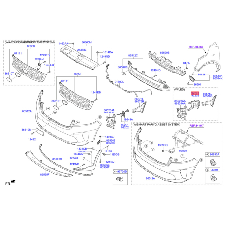 Фара противотуманная левая 92201-C5600 Mobis - 92201C5600 - схема с каталога 92201, KRUSPC518 92201C5600