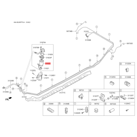 Фильтр топливный S3192-22B900 Mobis - S319222B900 - схема с каталога 31922, KEURPTF14 S319222B900