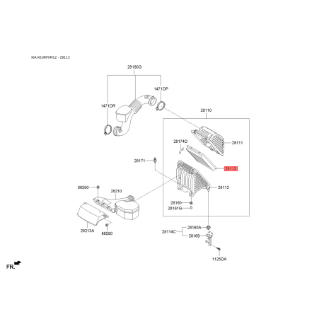 Фільтр повітряний 28113-2W300 Mobis - 281132W300 - схема з каталогу 28113, KEURPXM12 281132W300