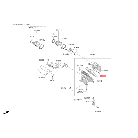 Фильтр воздушный S2811-32W300 Mobis - S281132W300 - схема с каталога 28113, KEURPXM12 S281132W300