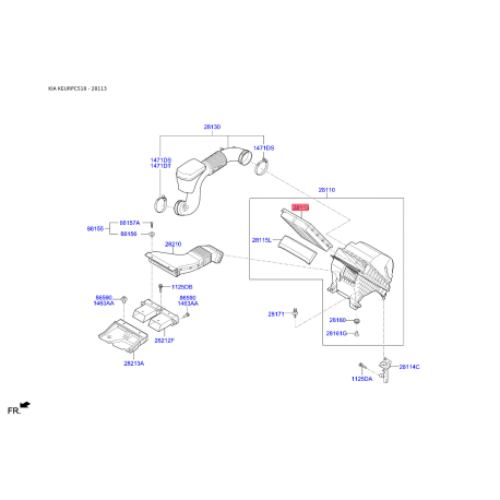 Фільтр повітряний S2811-3A9200 Mobis - S28113A9200 - схема з каталогу 28113, KEURPC518 S28113A9200