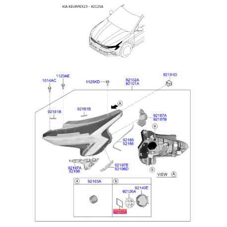 Поглощатель влаги фара 92125-2W255 Mobis - 921252W255 - схема с каталога 92125A, KEURPEX23 921252W255