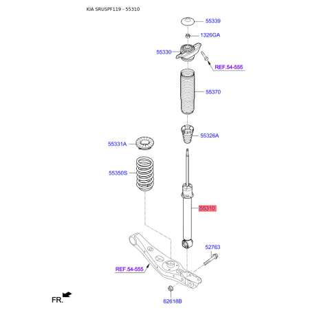 Амортизатор 55311-F1530 Mobis - 55311F1530 - схема с каталога 55310, SRUSPF119 55311F1530