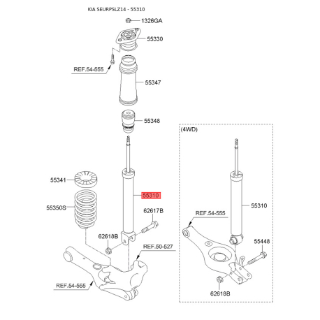 Амортизатор 55311-3U900 Mobis - 553113U900 - схема с каталога 55310, SEURPSLZ14 553113U900