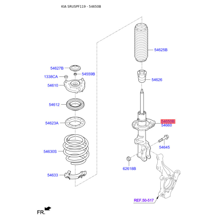 Амортизатор левый 54650-F1550 Mobis - 54650F1550 - схема с каталога 54650B, SRUSPF119 54650F1550