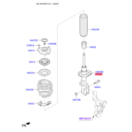 Амортизатор правый 54660-F1530 Mobis - 54660F1530 - схема с каталога 54660, SRUSPF119 54660F1530