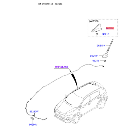Антена 96210-D9900EB Mobis - 96210D9900EB - схема з каталогу 96210L, SRUSPF119 96210D9900EB