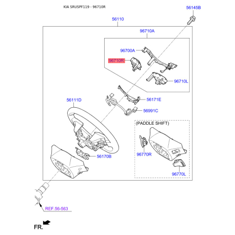 Кнопка управления автомагнитолой на руле правая 96720-D9620 Mobis - 96720D9620 - схема с каталога 96710R, SRUSPF119 96720D9620