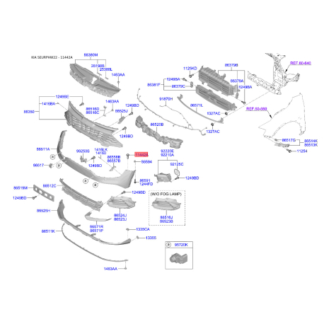 Болт бампера 11441-06207K Mobis - 1144106207K - схема з каталогу 11442A, SEURPHW22 1144106207K