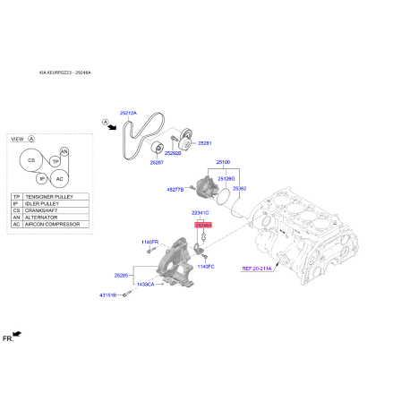 Болт клапанной крышки 29246-3C500 Mobis - 292463C500 - схема с каталога 29246A, KEURPGZ23 292463C500