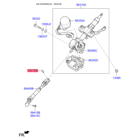 Болт рульової колонки 56415-2S000 Mobis - 564152S000 - схема з каталогу 56415B, KEURPA416 564152S000