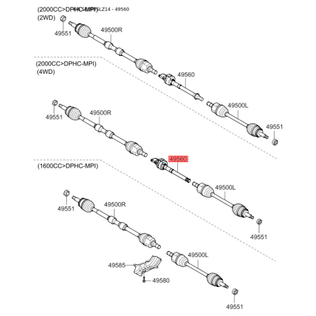 Подушка двигателя 49560-2S060 Mobis - 495602S060 - схема с каталога 49560, SEURPSLZ14 495602S060